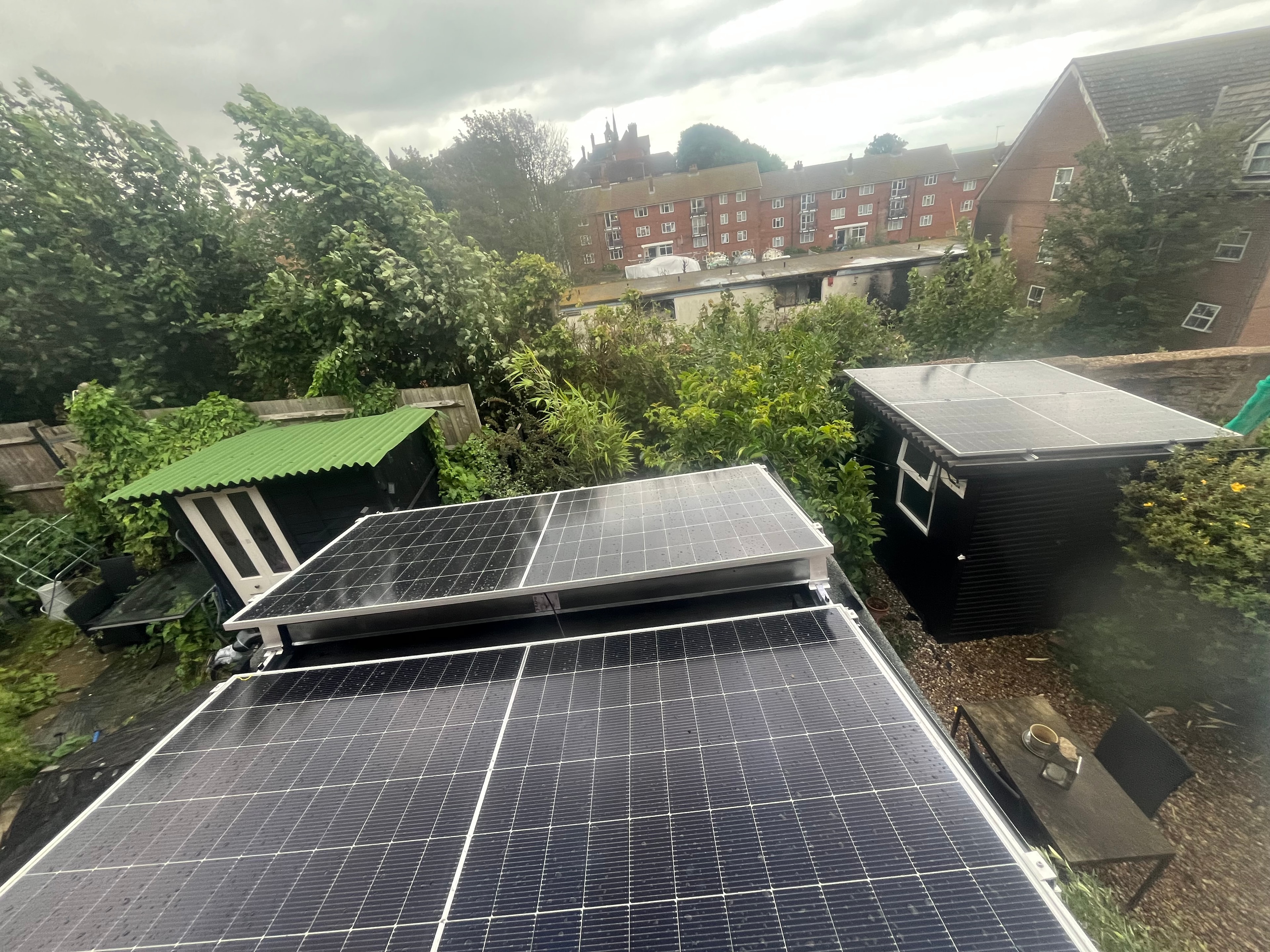 Solar panels on residential flat roof
